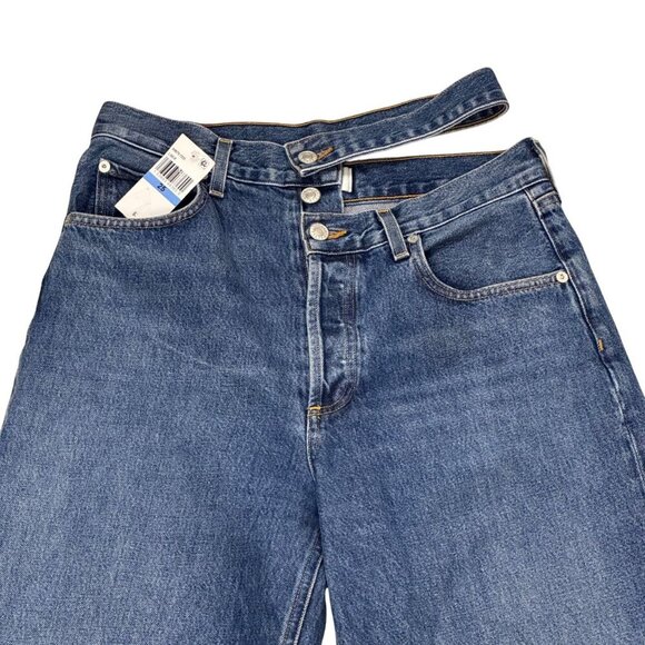 AGOLDE NEW Broken Jean Medium Wash Straight Leg Button Fly Size 26 Designer - Picture 3 of 14